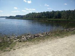 tranquil landscape of the lake shore