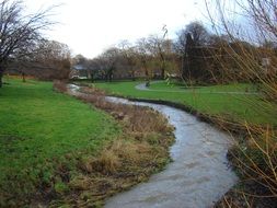 natural stream in a green park