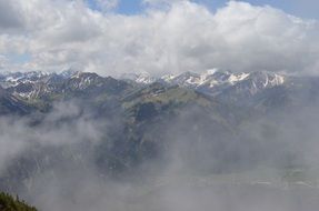 clouds in alpine mountains panorama