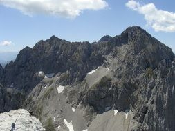 summits of Kaiser Mountains at sky, austria, tyrol