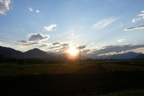 blue sky and tranquil sunset scenery