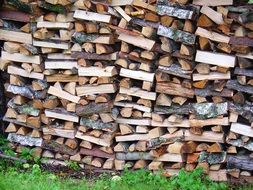 pile of wood lying in stock scene