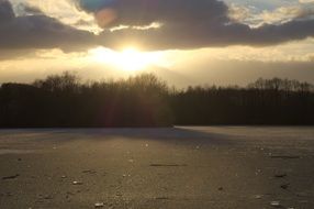 late winter frozen lake