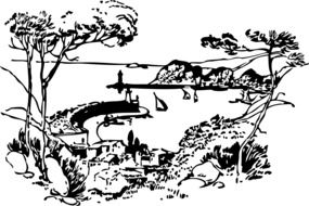 landscape trees drawing