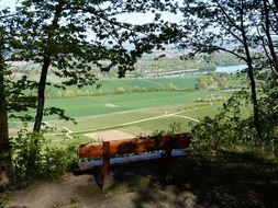 bench view of vineyards