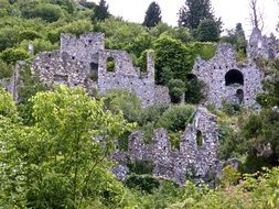 Landscape of the stone castle ruins