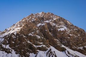 Snowy mountain summit peak sky top view