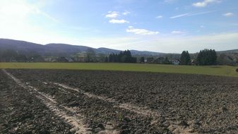 arable field in rural landscape