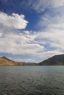 Landscape of blue sky and lake