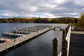 panoramic view of the docks on the lake