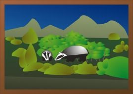 drawn two badgers in the forest
