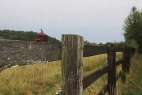 old wooden fence in the countryside