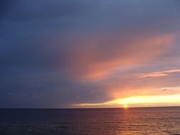 evening sky with dark clouds above the sea