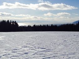 frozen lake at dusk