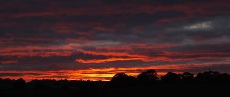 red fire sunset horizon scenery