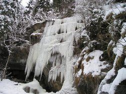 ice climbing on the waterfall