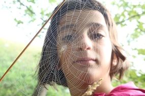 spider web and a girl