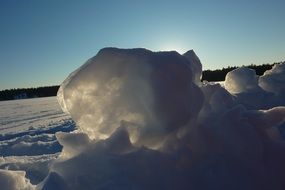 cold snow with backlight sunshine