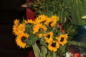 bouquet of sunflowers in a vase