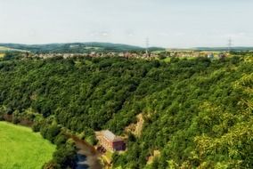 panoramic view of a river in the countryside in Germany