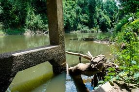 Landscape of the river under the bridge