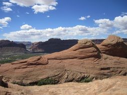 landscape of desert rocks and clouds on sky