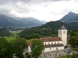 Church on a mountain in a forest