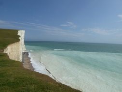 ocean at seven sisters chalk cliff, uk, South Downs National Park