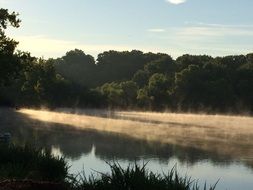 Landscape of the foggy lake