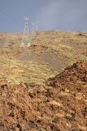 cable way on side of teide volcano, spain, canary islands, tenerife