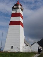 lighthouse against the blue sky with clouds