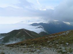 trail in the foggy mountains