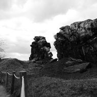 black and white photo devil's wall