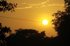 setting sun on the clear sky