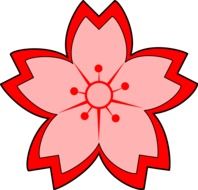 red and pink flower, drawing
