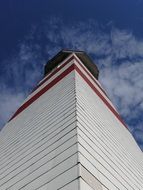 lighthouse in blue sky, bottom view