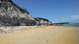 white cliffs on a sandy beach