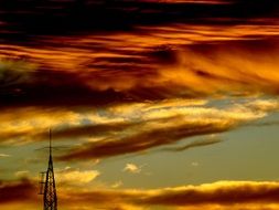 dark orange clouds at sunset