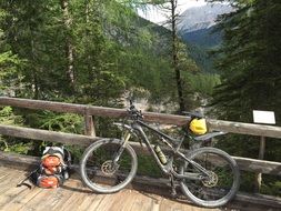 Bike on the wooden bridge