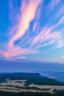 Beautiful and colorful gradient clouds over the mountain