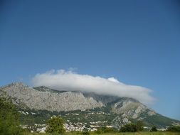 landscape of natural mountains and cloudy blue sky