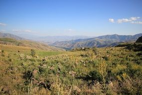 panorama of green mountains in Armenia