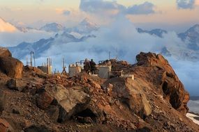 photo of aplnic buildings on Mount Elbrus