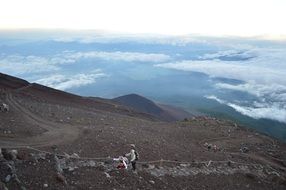Hiking path, mountain volcano, view