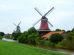 Red Windmills in Friesland