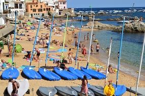 panoramic view of the beach with boats on the Mediterranean coast of Spain