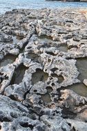 landscape of rocks on a sea beach