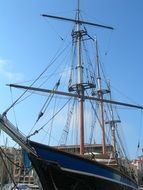 sailboat in the port close up