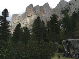 bikes at the foot of the Dolomites in Italy