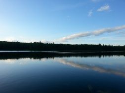 reflection in the lake shore and clouds